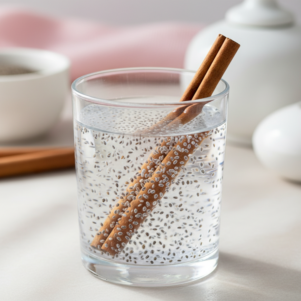 Chia seeds and cinnamon water drink
