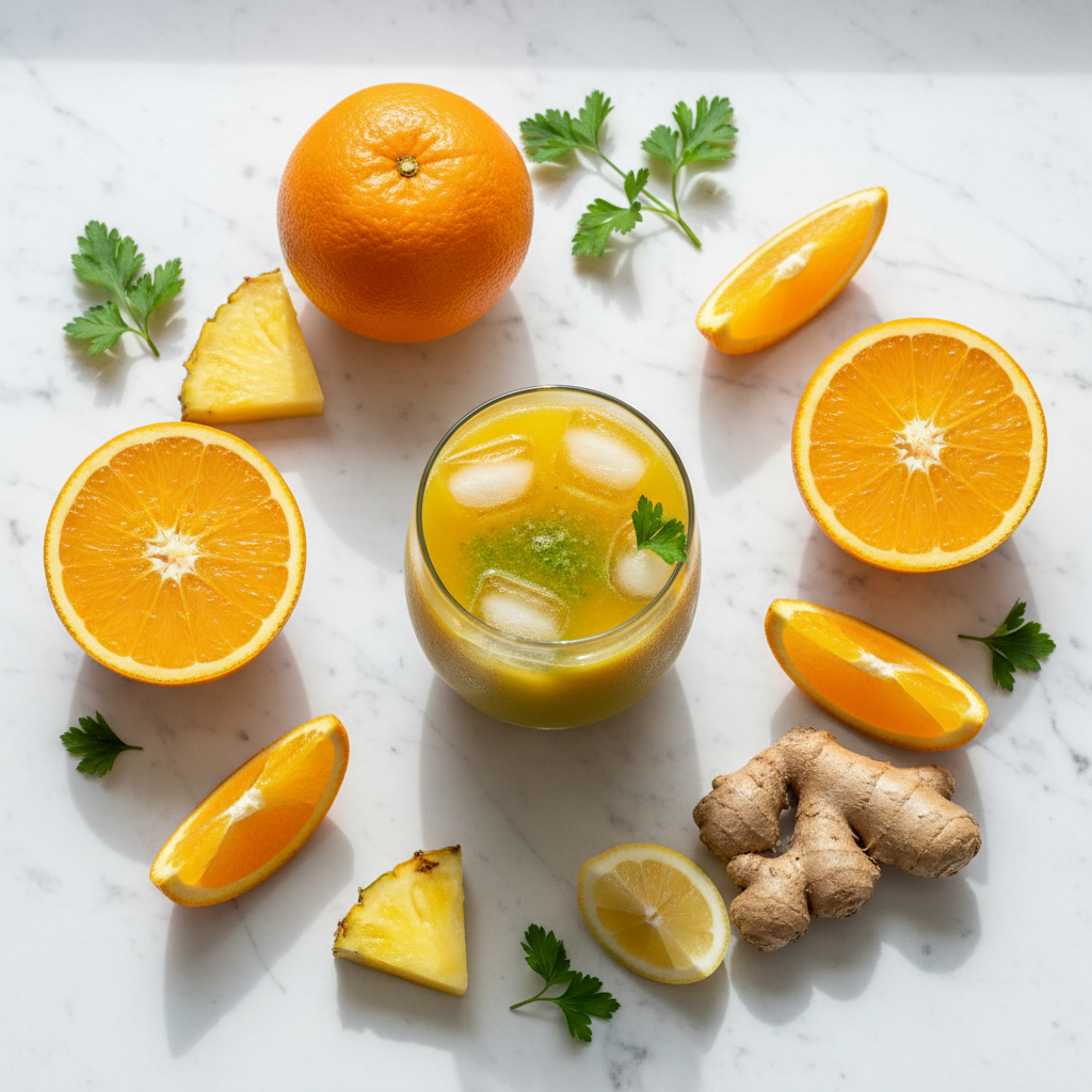 Jus Détox Orange 🍊 Ananas Persil Citron Gingembre
